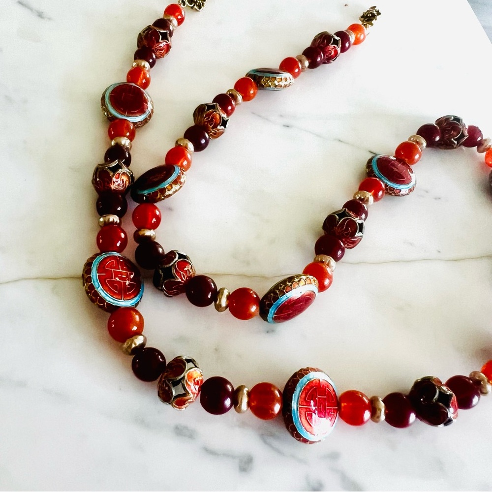 114. Artisan Cloisonné necklace. Estate find!